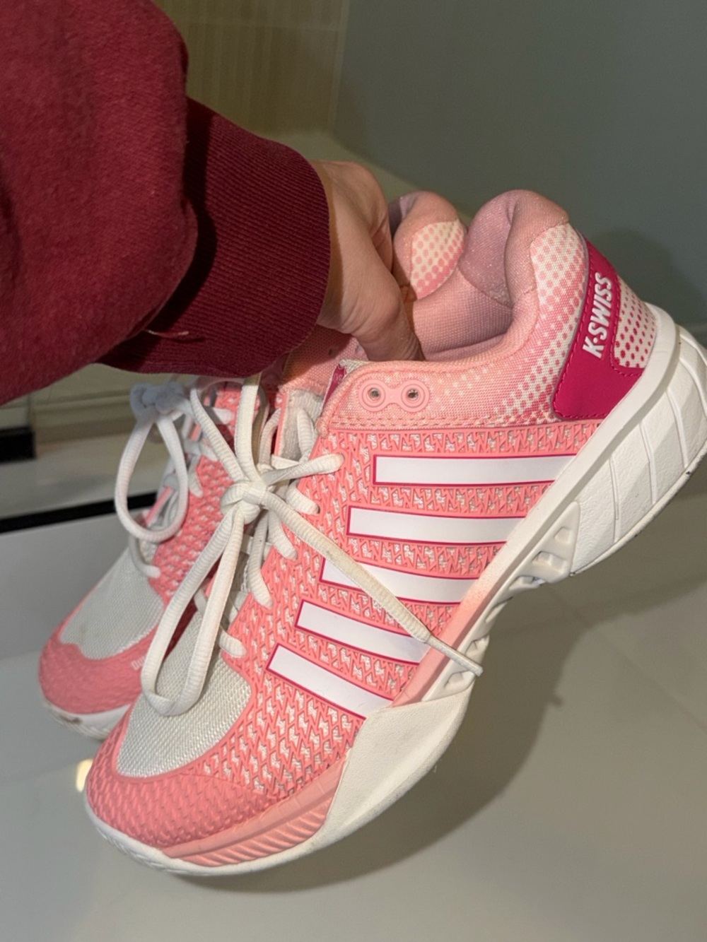 K-Swiss Women's Pink and White Athletic Trainers